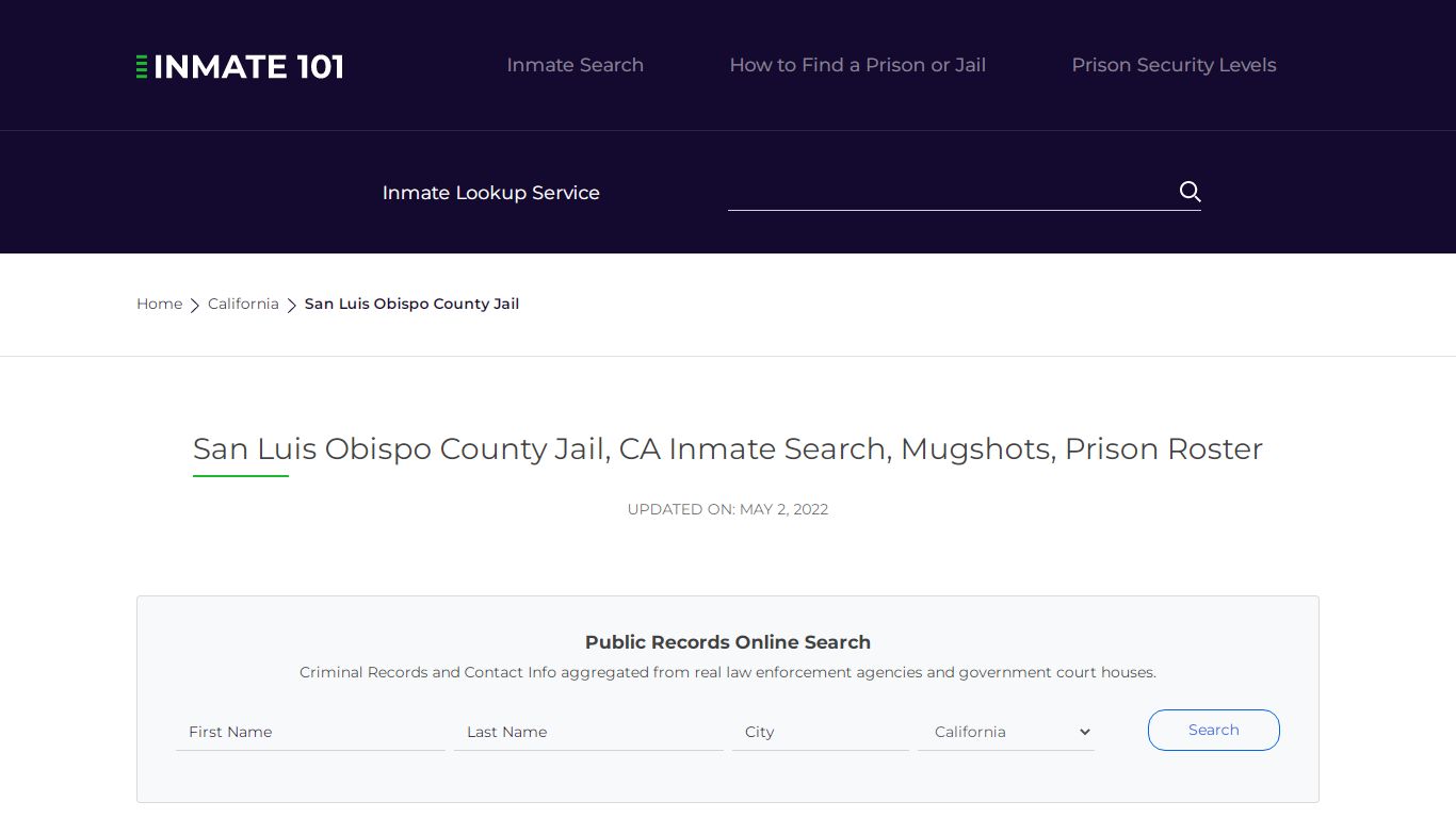 San Luis Obispo County Jail, CA Inmate Search, Mugshots ...